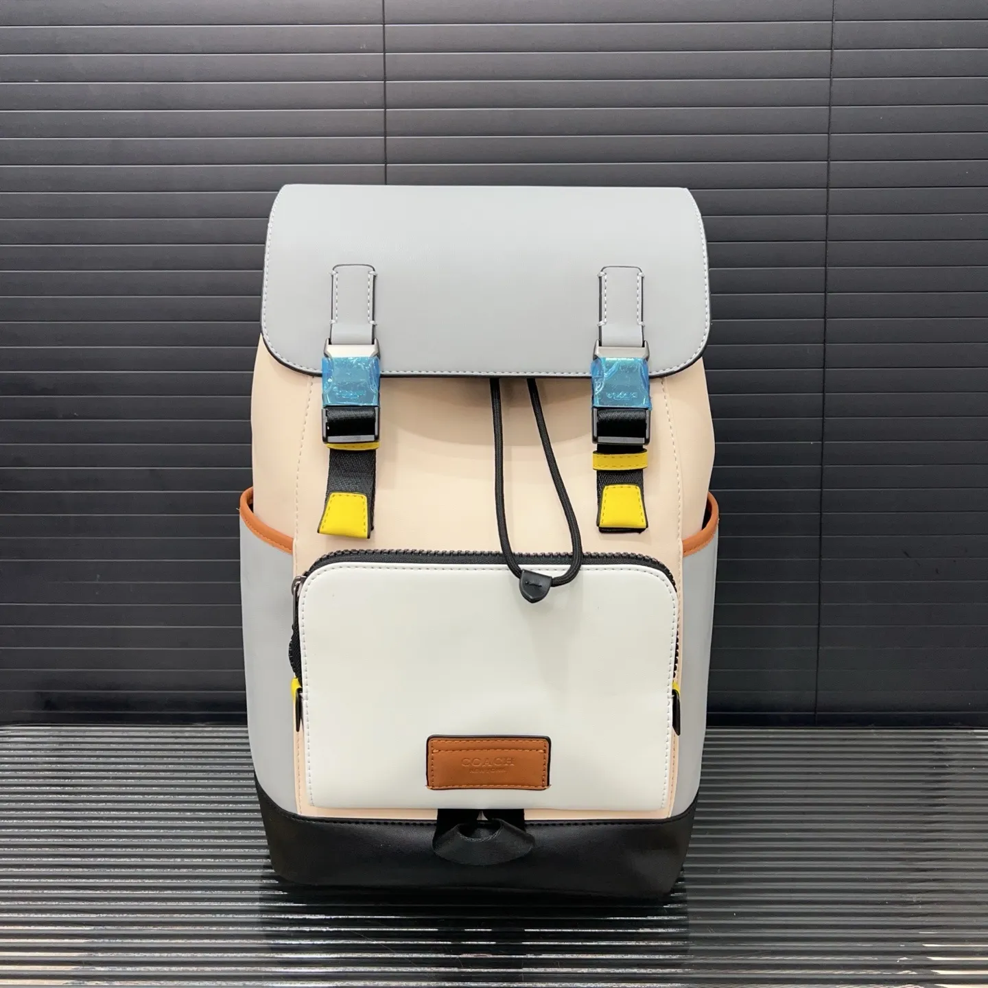 coach backpack color block Court In Colorblock Crafted of colorblock refined leather debossed with our Coach graphic this roomy backpack has multiple pockets inside and out a dedicated laptop sleeve and plenty of space for notebooks water bottles and more. Court Backpack In Blocked Signature