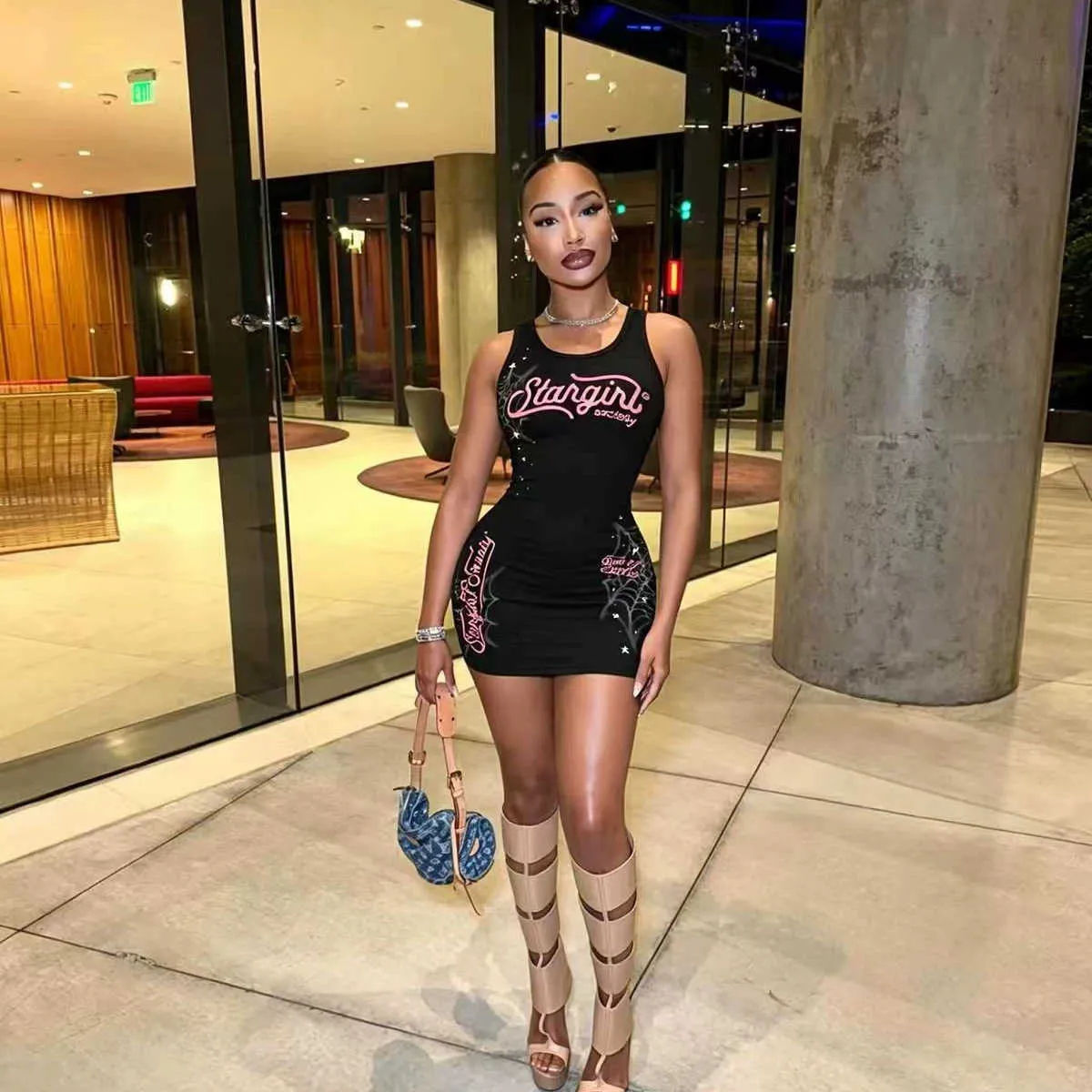 spider web bodycon dress Summer New Style Print Sleeveless Dress... From Cow01, Rs.1,216.87 Size:Dad 3XL fall festivals babydoll dress pattern Burgundy Quinceañera Dress with
