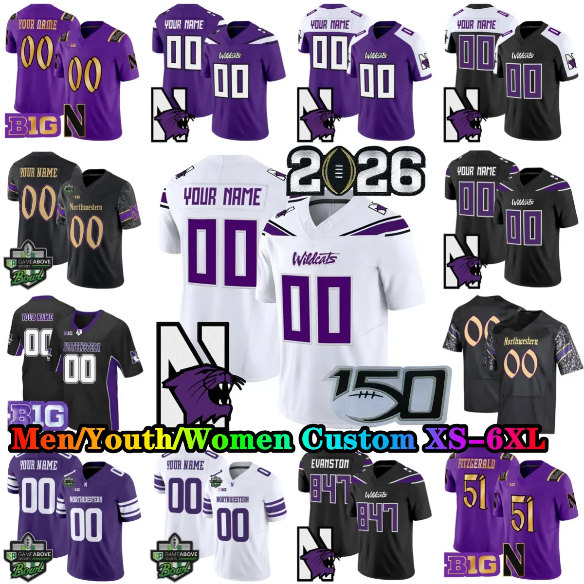 Custom 2026 New Northwestern Wildcats College From