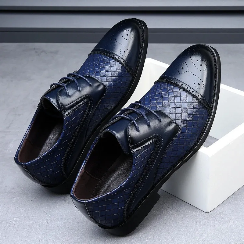navy blue dress shoes for wedding Men's Derby Lace Up Brogue and Herringbone US Size 8 with Moustache Bulk Mens Navy Blue Woven