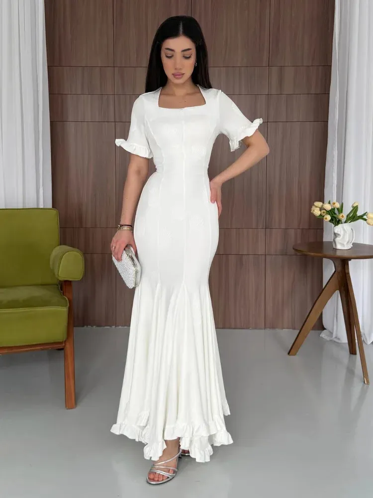 white bodycon mermaid dress Women Textured Maxi Square Neck... From Xinchuang02, Rs.6,147.12 It features thin shoulder Tennis 5 Would you wear it COLOR:Black