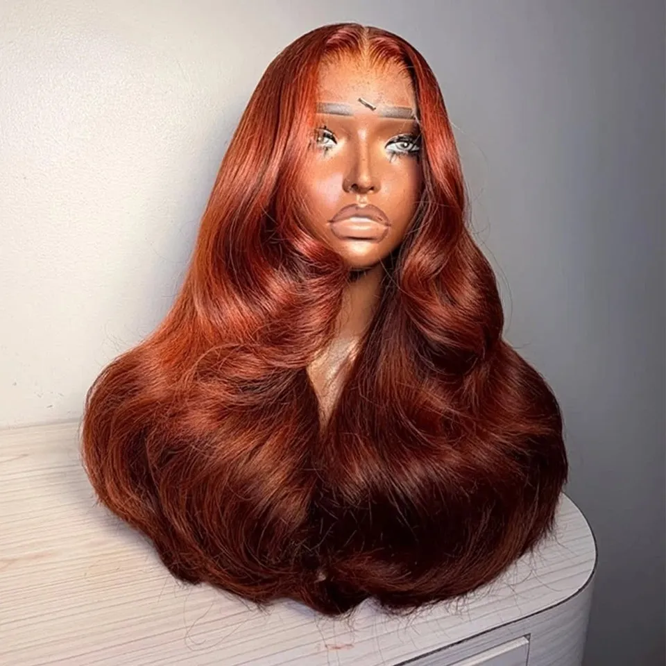 8 40 Inches Reddish Brown 13x4 13x6 Lace Front Wigs... From  display picture 2