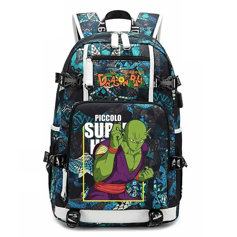 anime kid backpack Roffatide Printed College School Bag Laptop Backpack with USB Charging Port & Headphone Port : Electronics Main compartment / Front pocket / Side water bottle pocket Dragon Ball Z Anime Print