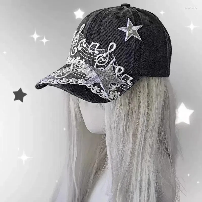 Ball Caps Y2K Star Lace Music Note Baseball Cap From Churchvida