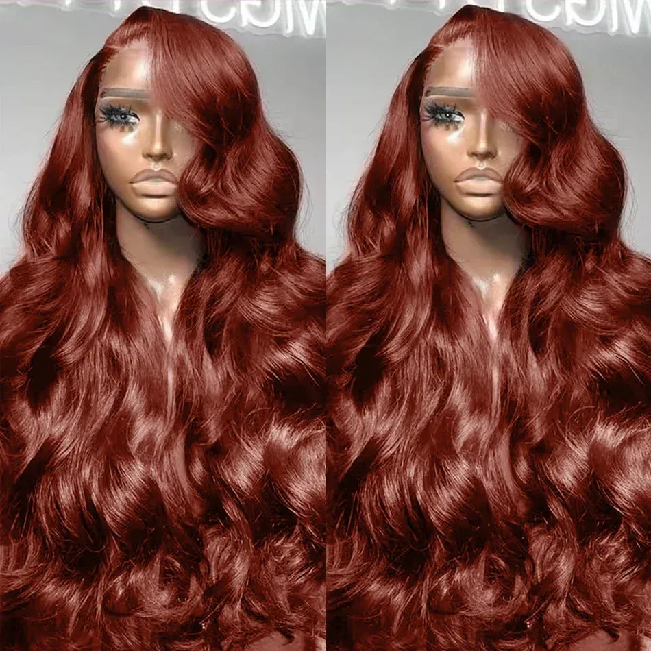 13x4 Body Wave Lace Front Wig Human Hair 200 Density Pre Plucked Ginger Pre Plucked 13x4 Lace Front Wigs 200 Density Body  main image 4