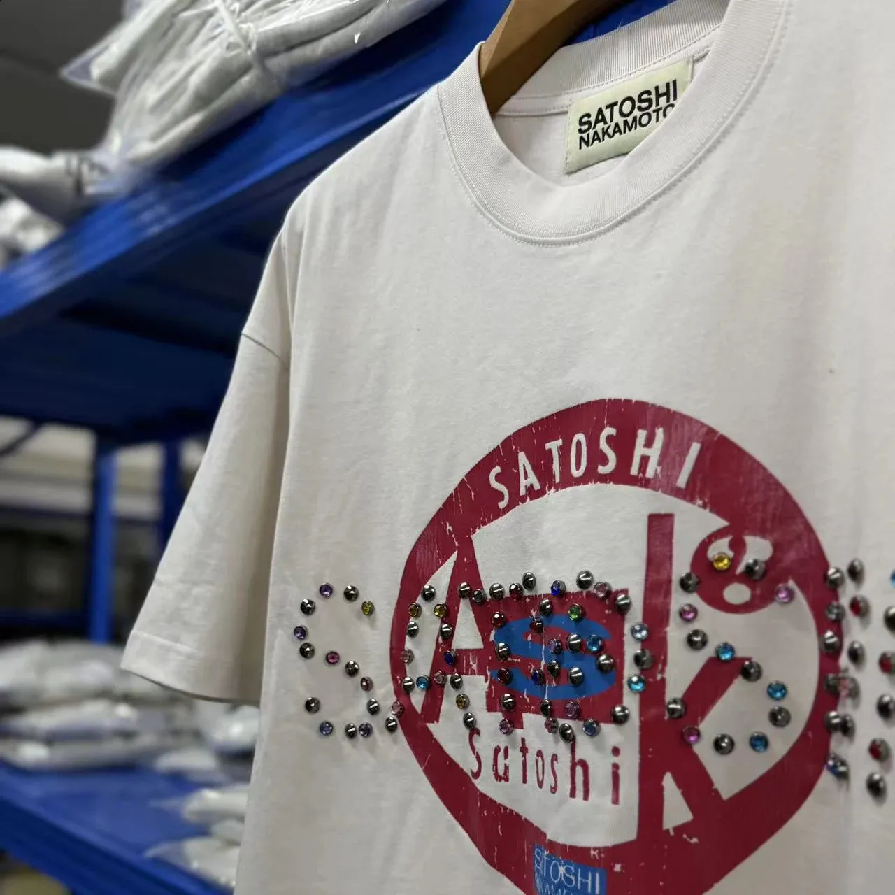 Wholesale 26SS Satoshi Nakamoto T Shirt Mens Multi Color Bead