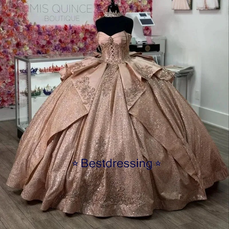 rose gold dress 16 Shiny Ball Gown Quinceanera Dresses... From Bestdressing, Rs.26,968.45 elegant rose gold dress