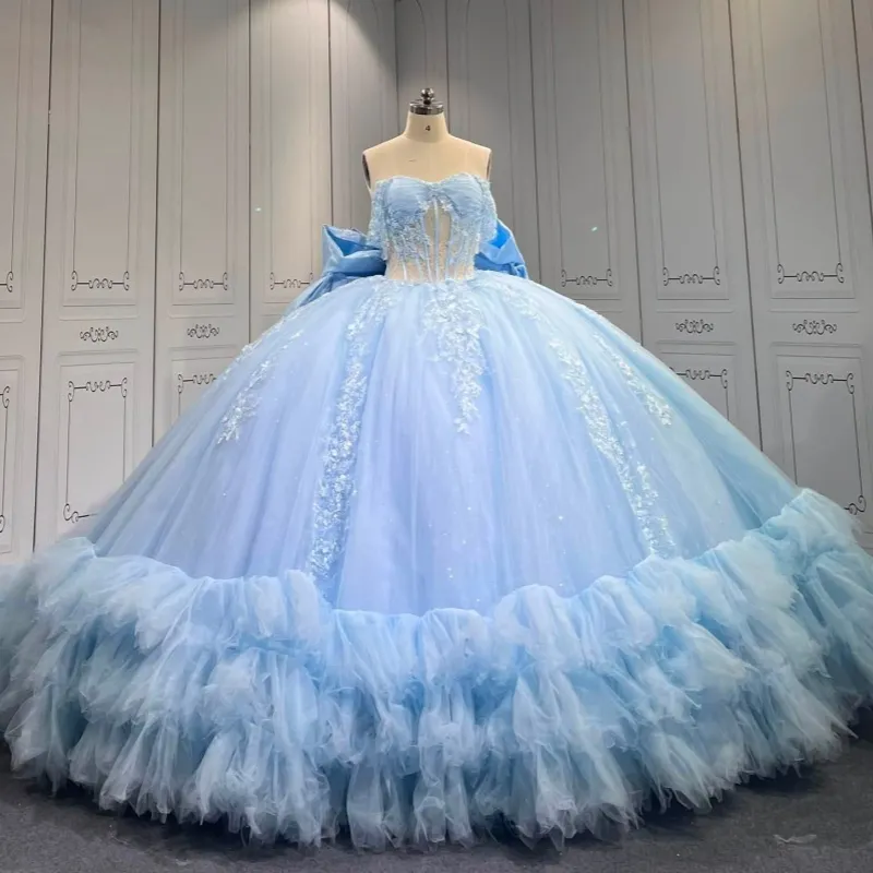 big puffy blue dress Ice Quinceanera With Multi Layer... From Y0937, Rs.30,183.17 airy skirt The upper