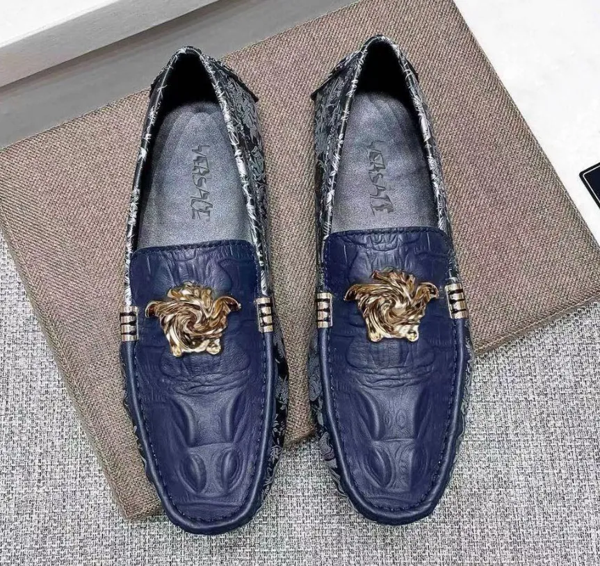 Wholesale Men Navy Blue Crocodile Embossed Leather Floral  display picture 1