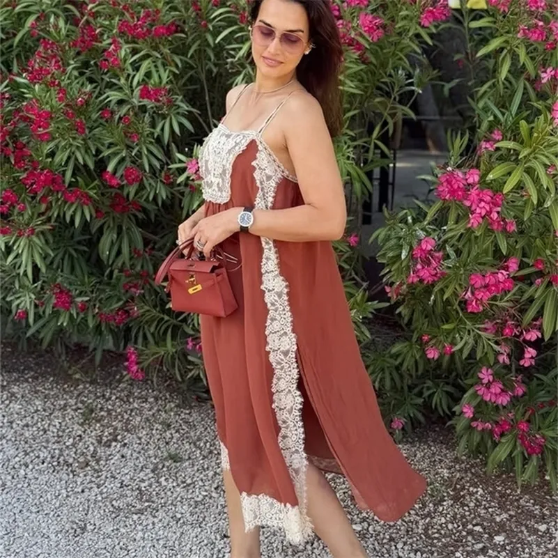 flowy rust dress Women Lace Patchwork Cami Midi Boho... From Ren02, Rs.2,133.77 In Bulk Chain