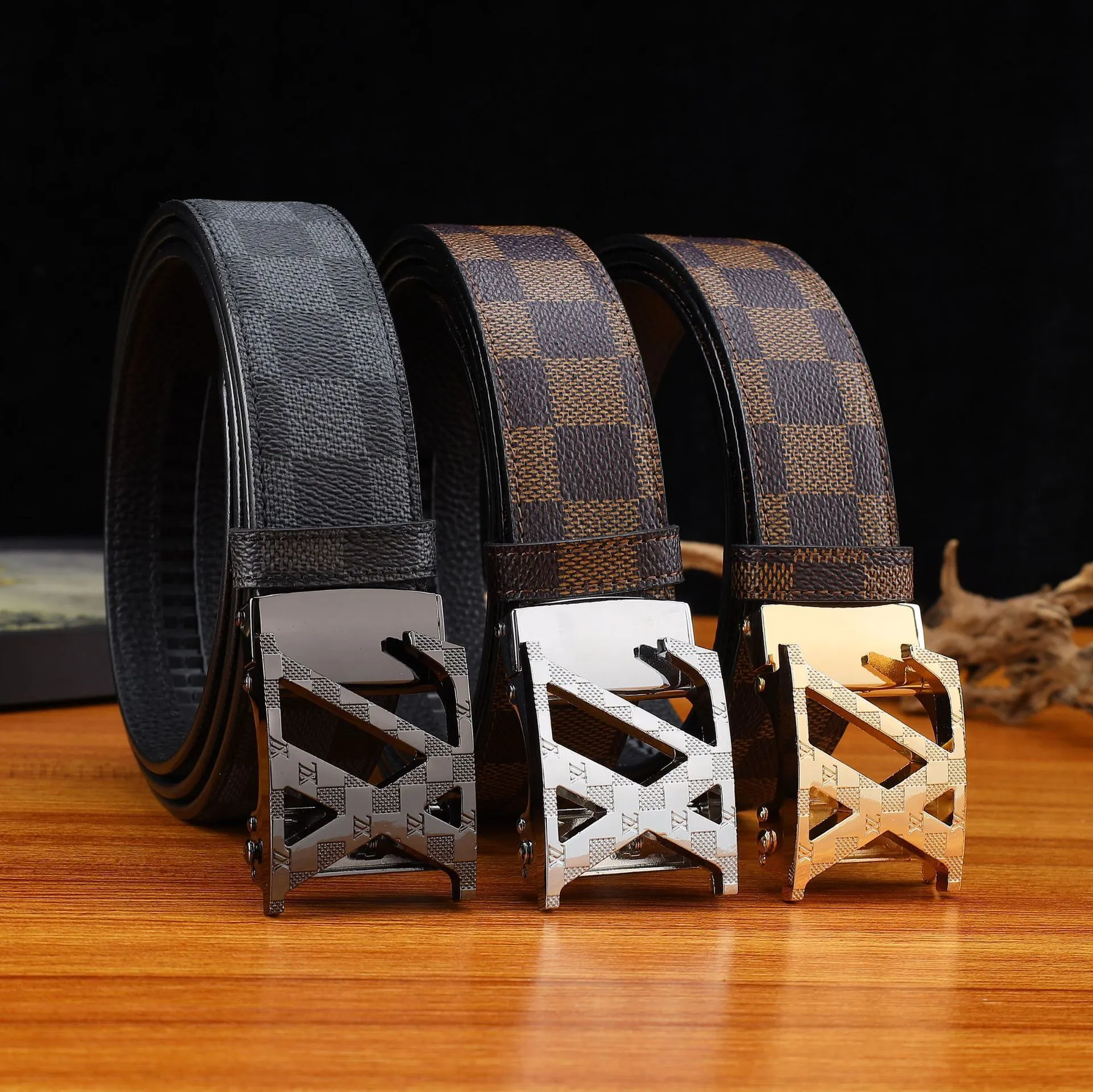 Mens Luxury Automatic Buckle Belt Fashion Plaid From Jewelry519