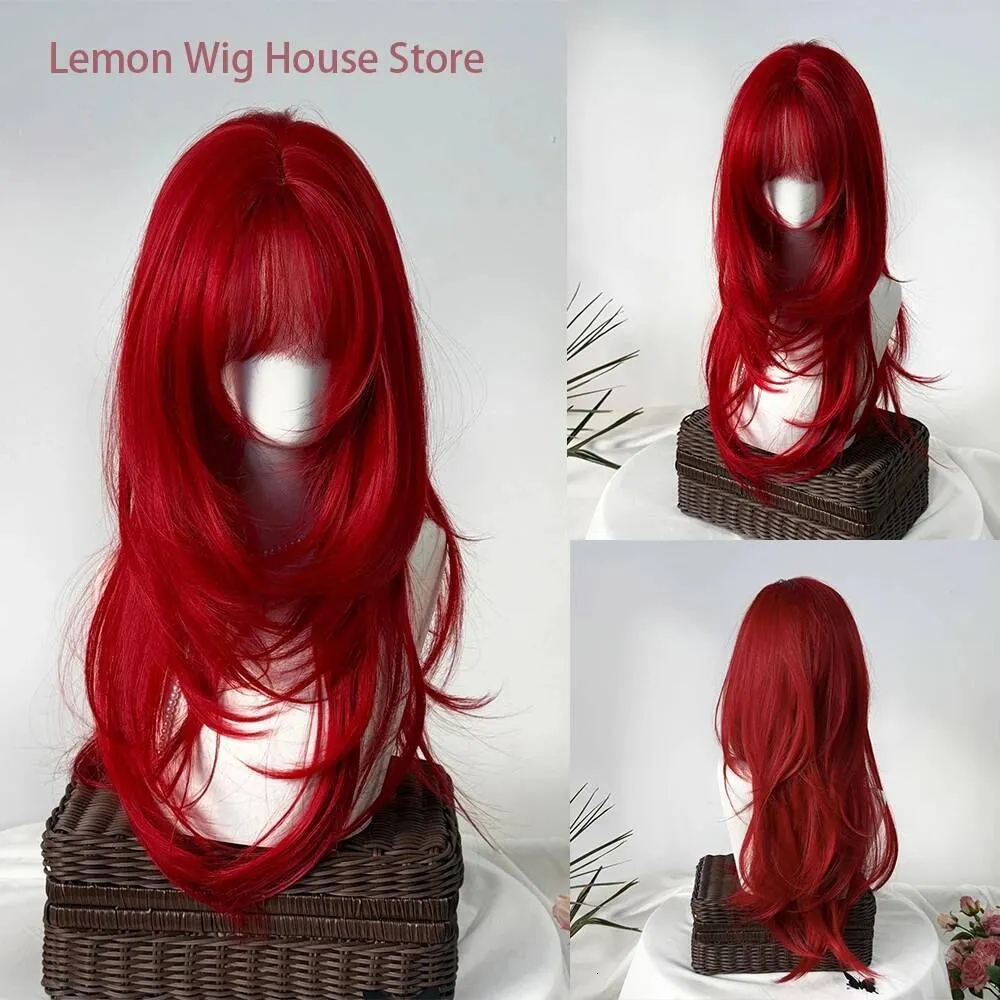 Long Straight Wig with Bangs Heat Resistant Synthetic Layered Party Cosplay Hair Amazon.com : Long Straight Layered Wig with Bangs for Women  main image 3