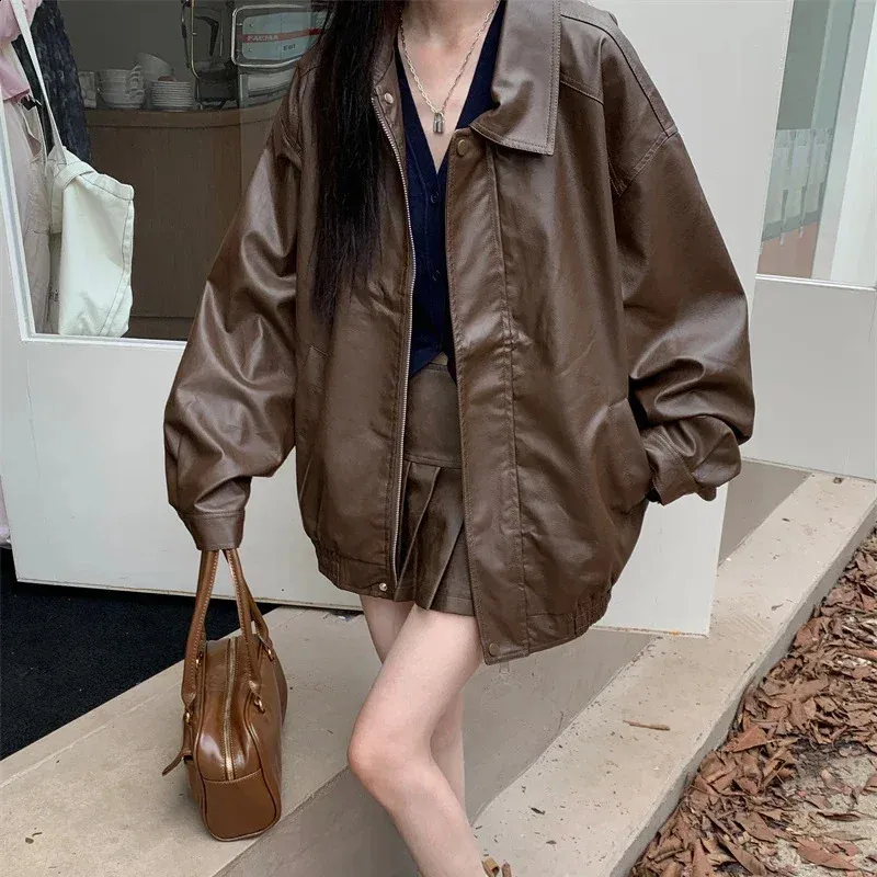 2026 Womens Faux Leather Jacket American Vintage From Keng02