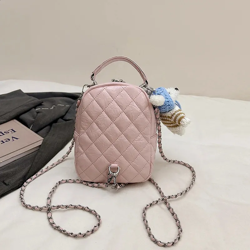 Fashion Cute Solid Color Quilted Small Backpack Chain  display picture 2