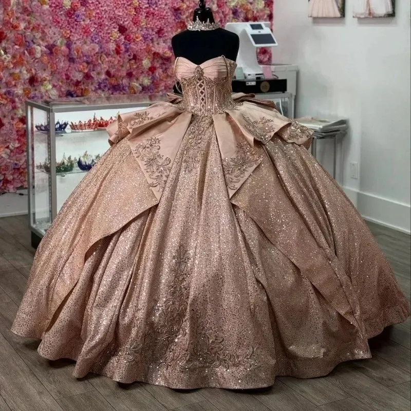 sexy rose gold dress Quinceanera Ball Gown ... From Crystalxubridal, Rs.26,070.86 Mermaid/Trumpet Fabric
