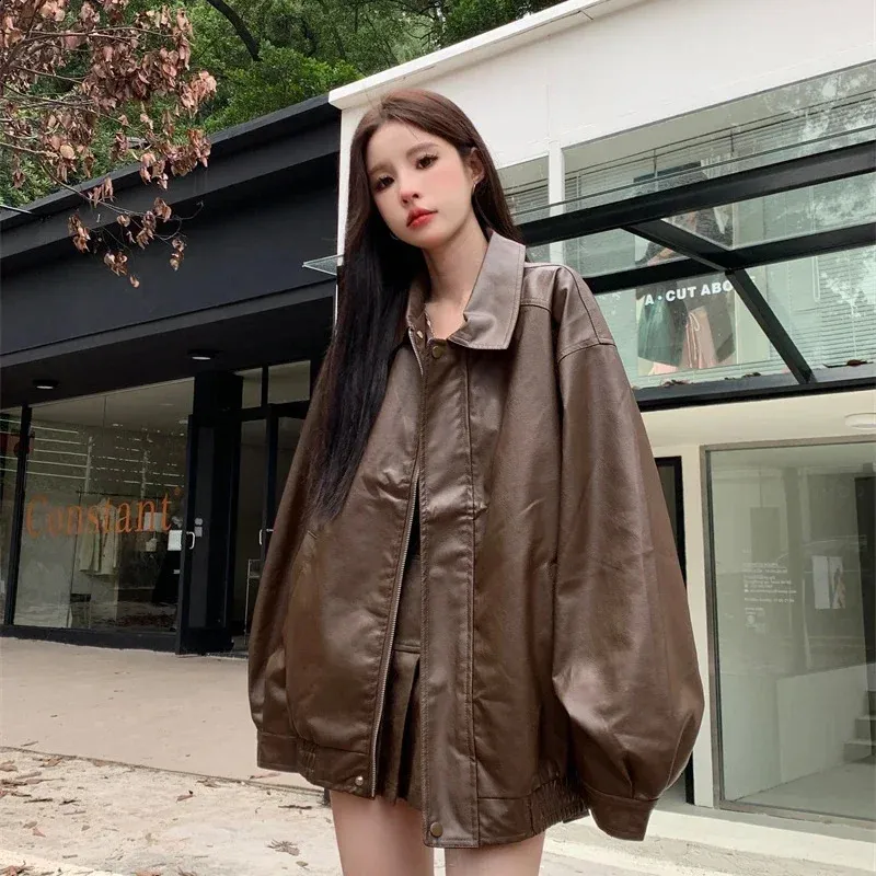 2026 Womens Faux Leather Jacket American Vintage From Keng02