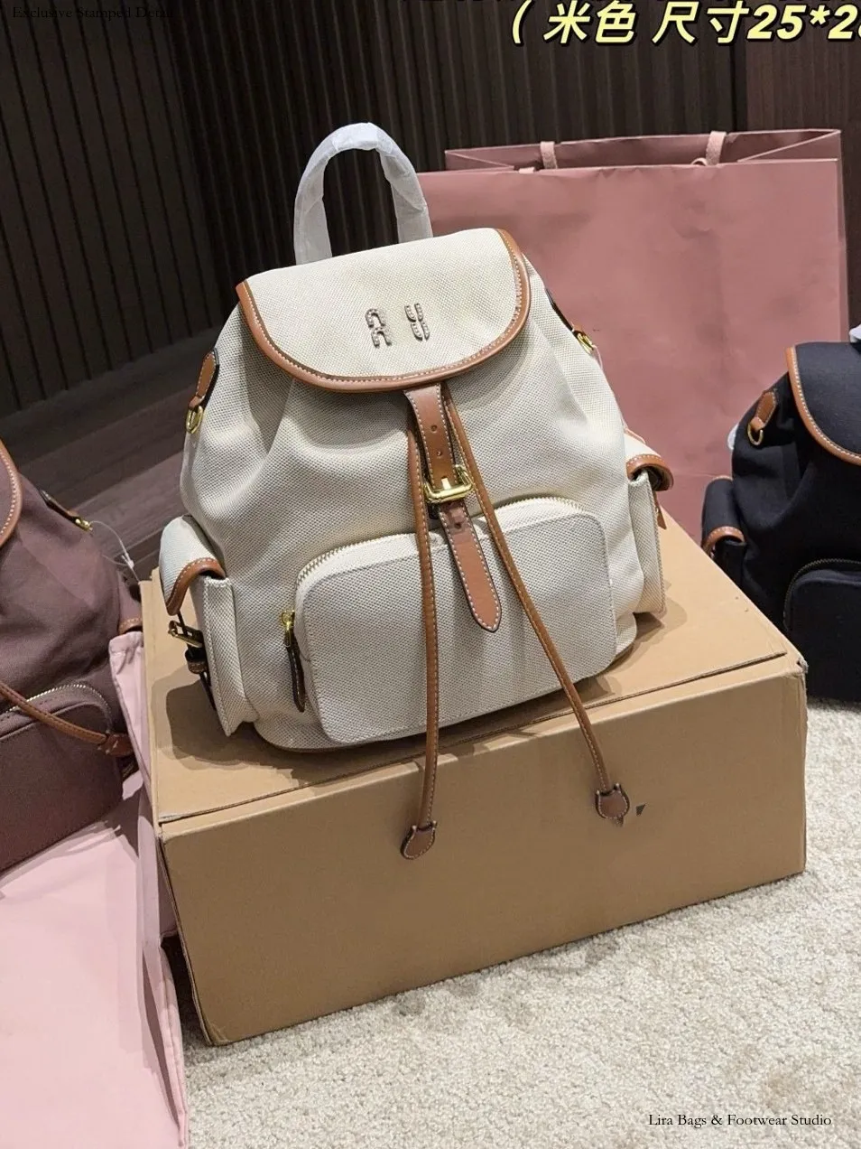 Canvas Backpack Purse with Flap Drawstring Multi-Pocket Ladies Travel Daypack Amazon.com: LassZone Canvas Drawstring Backpack Purse for  main image 4