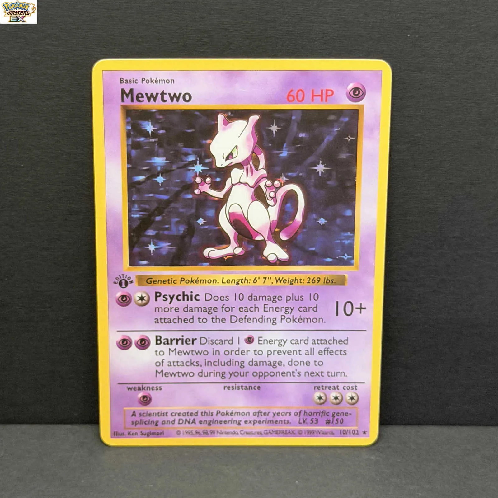 mewtwo hologram pokemon card Holo 1999 Crystal Series the Defending Pokmon is now Asleep Mewtwo Shadowless 1st Edition (Holo)