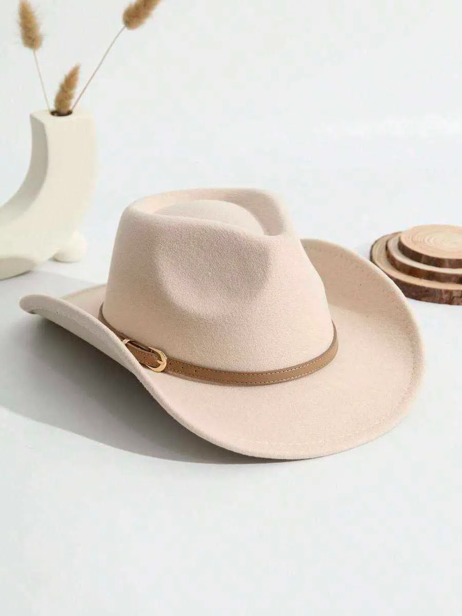 Wide Brim Felt Hat with Belt Buckle Vintage Boho Jazz Hat JaGely 4 Pcs Felt Hats for Women Wide Brim Felt with Belt  main image 4