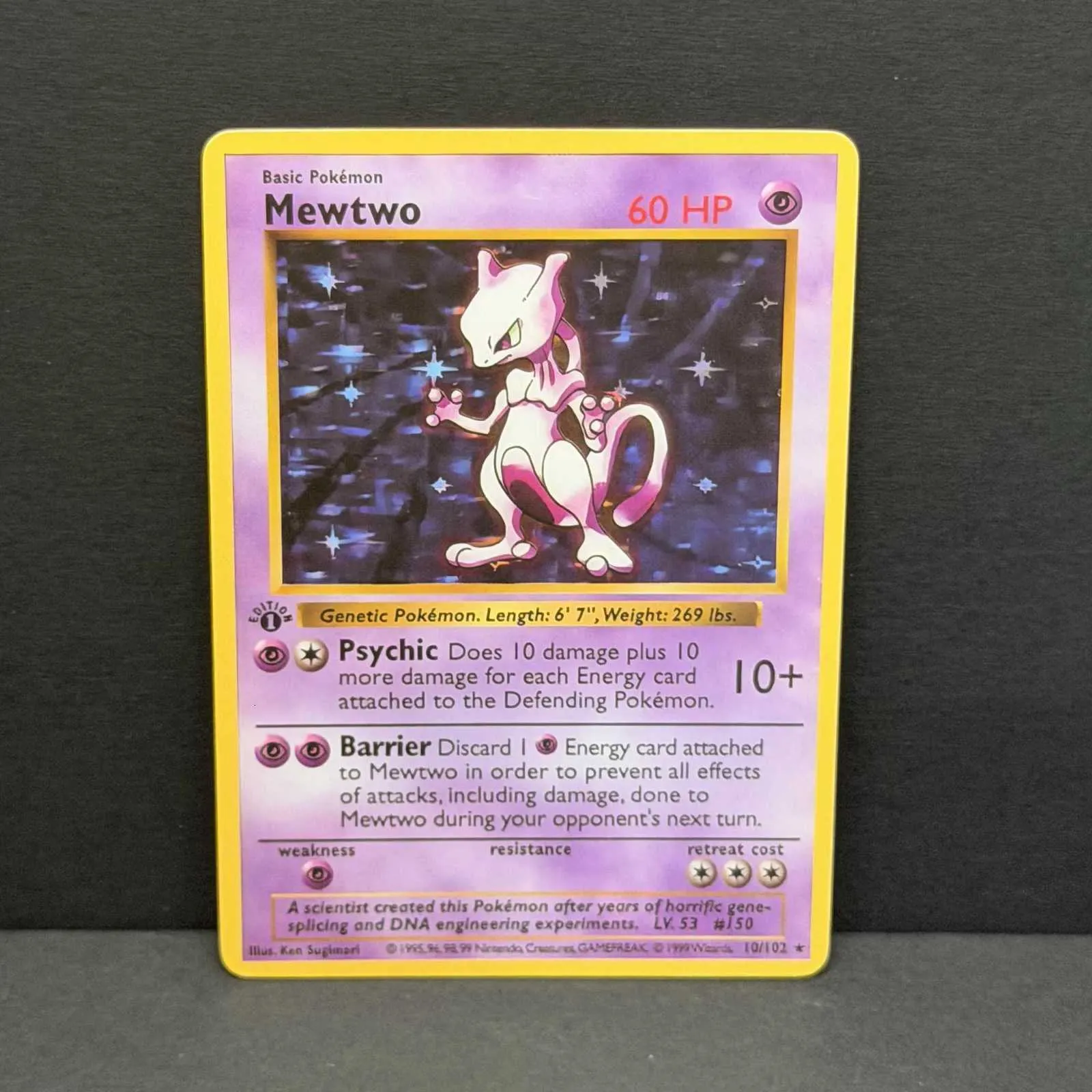 mewtwo holographic card 1995 1999 POKEMON GAME HOLO 1ST EDITION #10 PSA 7 True Sports Cards & Collectibles Mewtwo Pokemon Card Holo Vintage