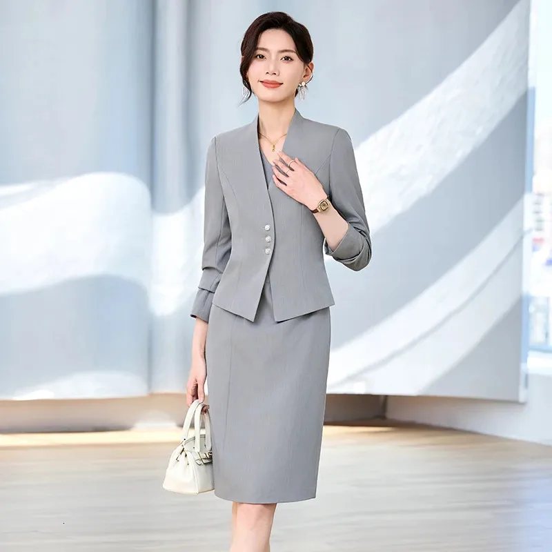 NAVIU Gray Business Office Dress For Women Suit For... From Youngstore02, Rs.9,354.96