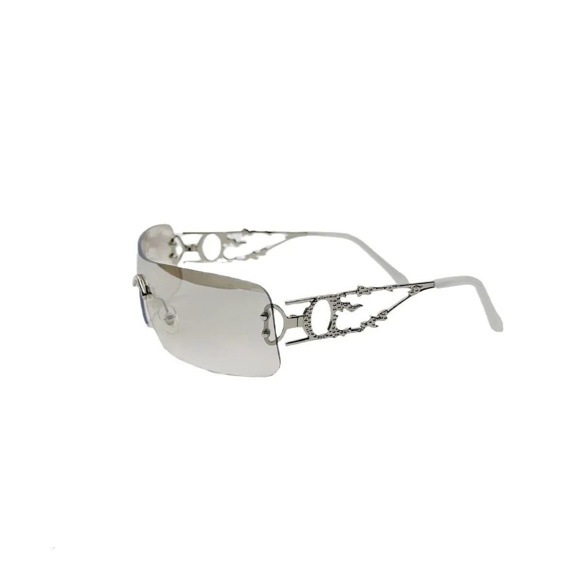Square Rimless Y2K Retro Rave Sunglasses with UV400 Protection y2k Vintage Rimless Swan Sunglasses Women For Men Luxury  main image 3