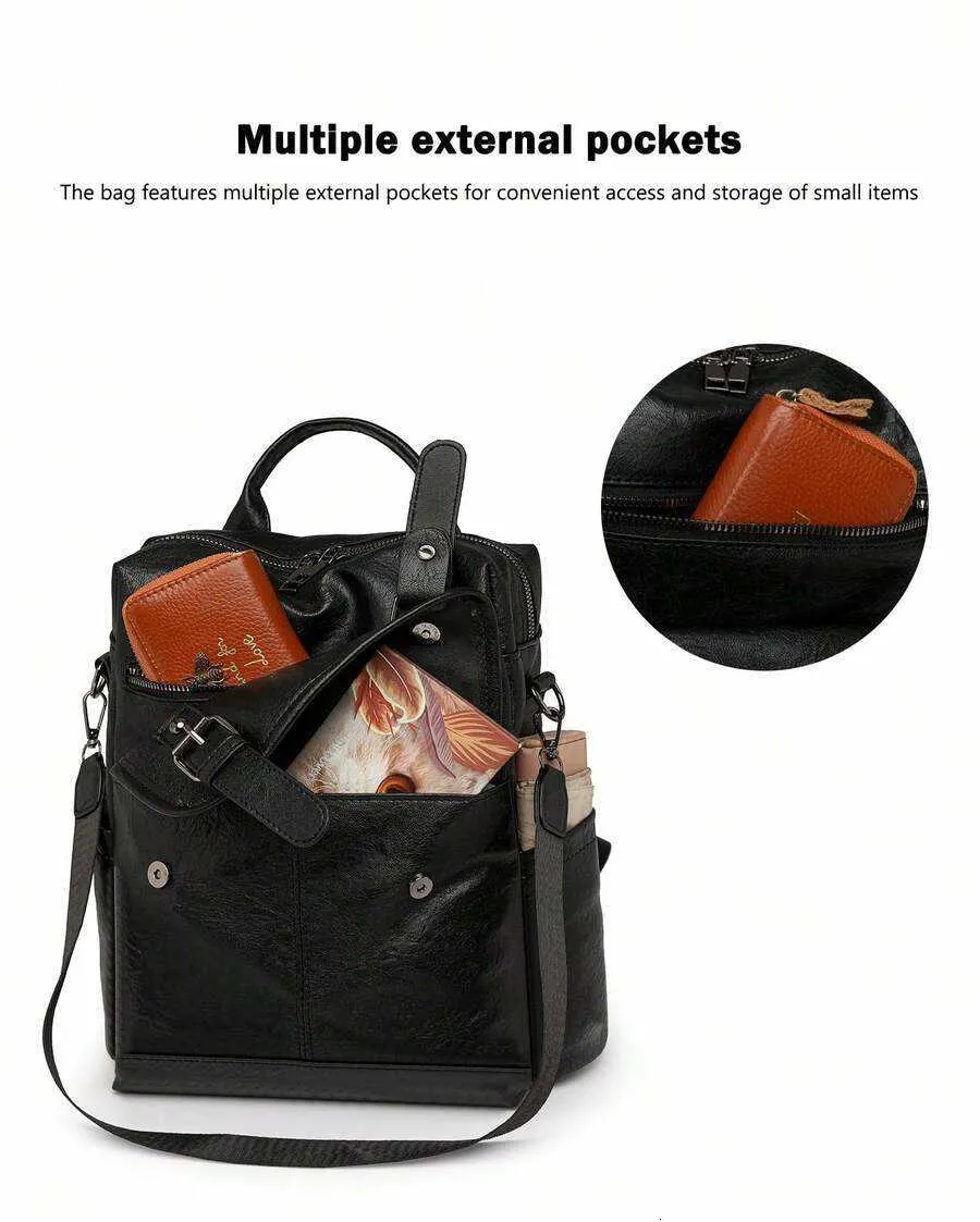 Womens PU Leather Convertible Backpack Large... From  display picture 2