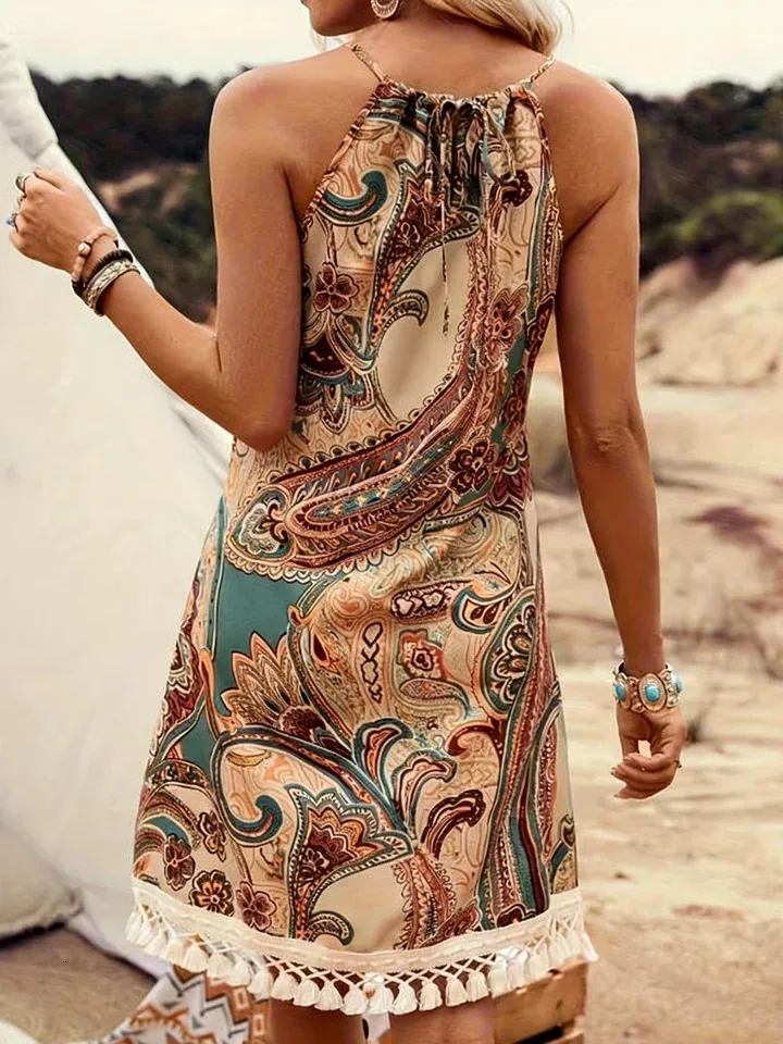 boho paisley halter dress Womens Dress, Lace Crochet Tassel... From Mu03, Rs.1,196.14 In Bulk Dress Style:Without slit safe detergent 50-off-sale Reformation Veria Silk Maxi