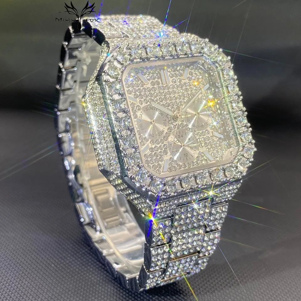 Full Diamond Bling Rhinestone Iced Out Quartz Crystal Wrist Watch for Women Amazon.com: oyeaho Iced Out Bling Watch for Women - Shining  main image 2