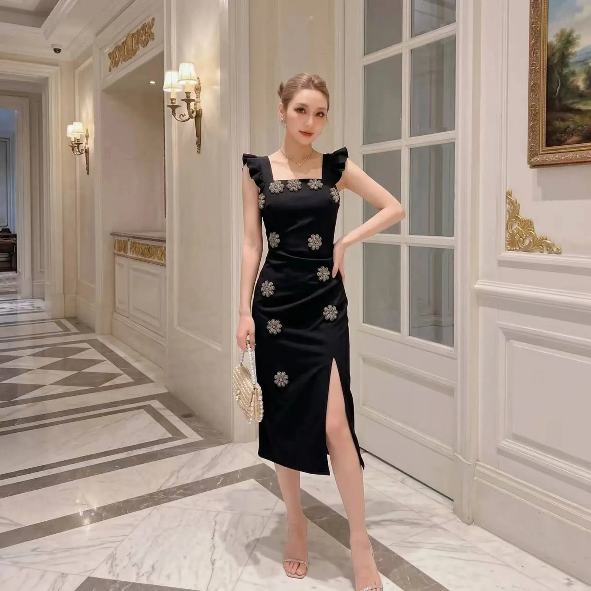 Womens Black Knit Bodycon Dress