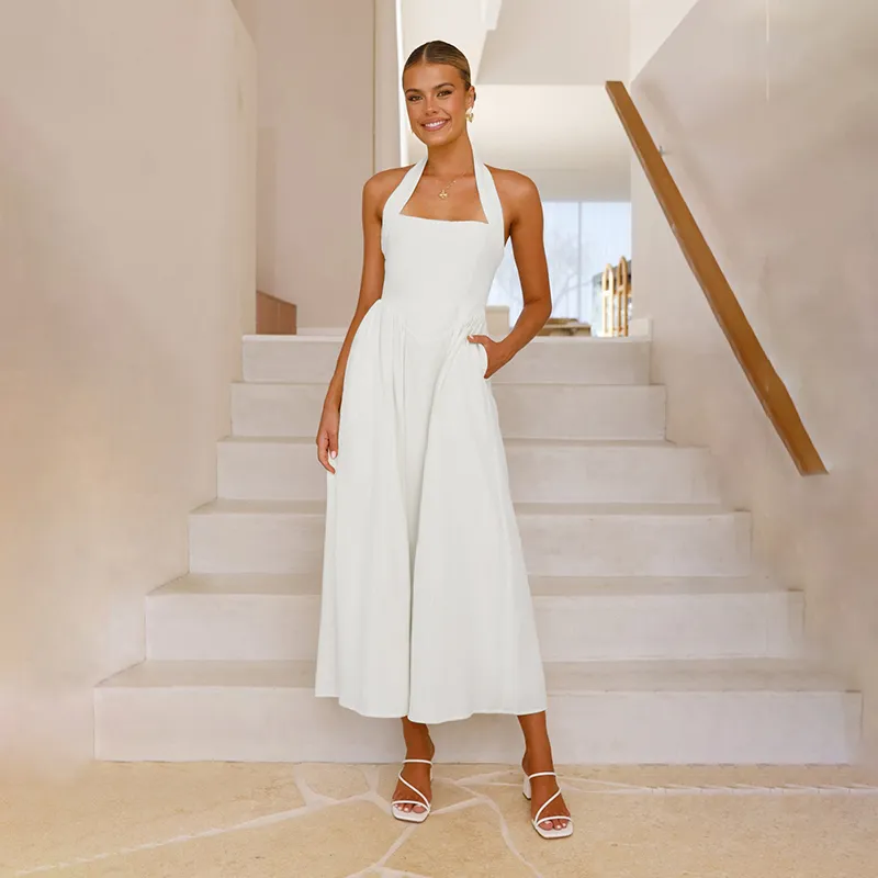 long casual white dresses Summer Wedding Guest Dress | Magdalena Maxi Dress - Size:3t restock ships in august Beige white maxi wedding Color_Offwhite Resort Dress Code: Classy