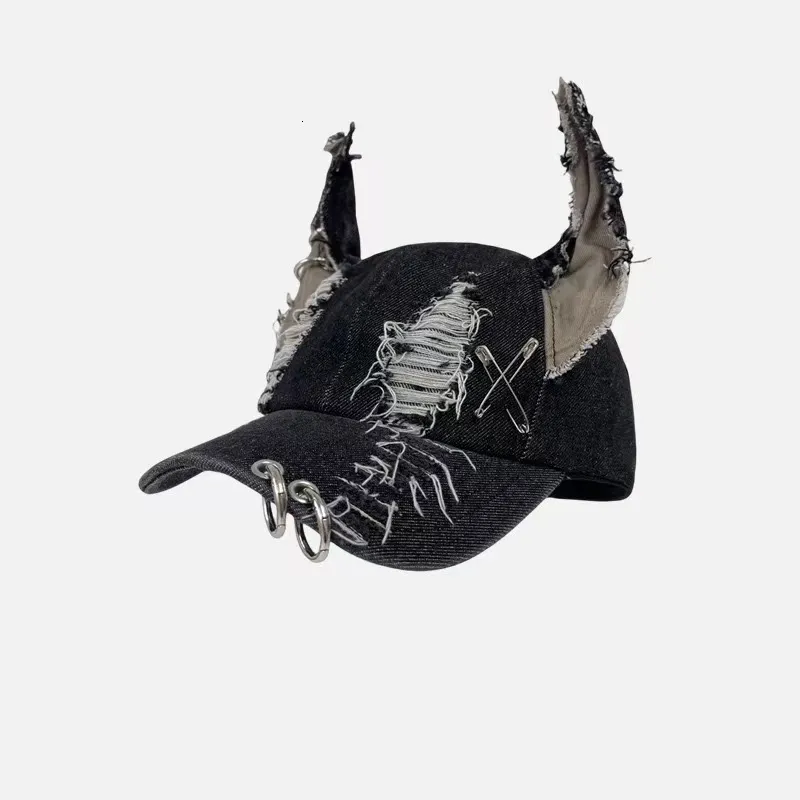 Y2K Punk Denim Baseball Cap For Women, Distressed... From  display picture 1