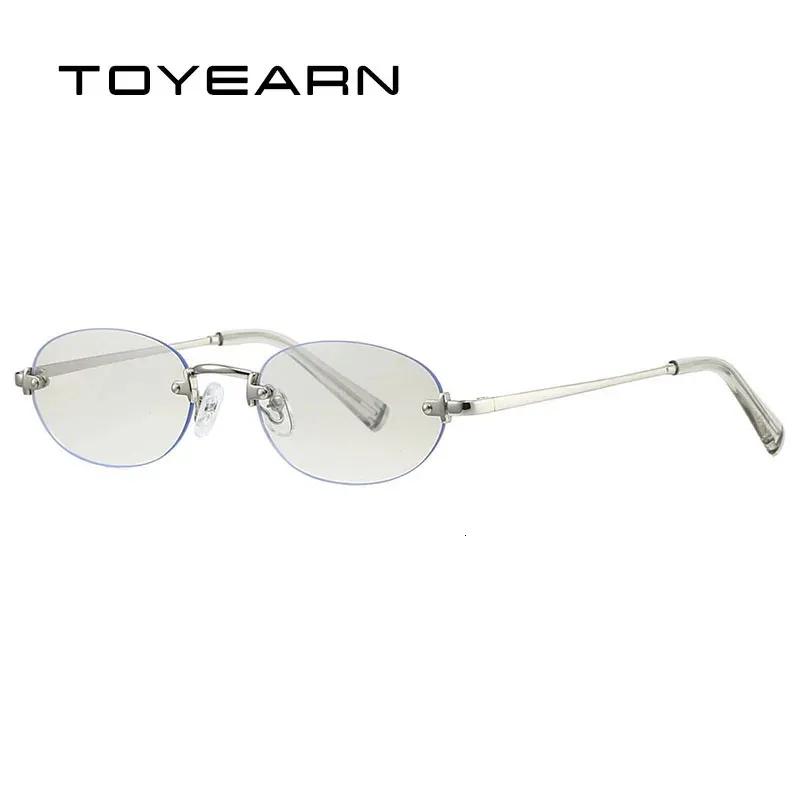 Y2K Small Rimless Oval Sunglasses, Vintage Punk Metal 