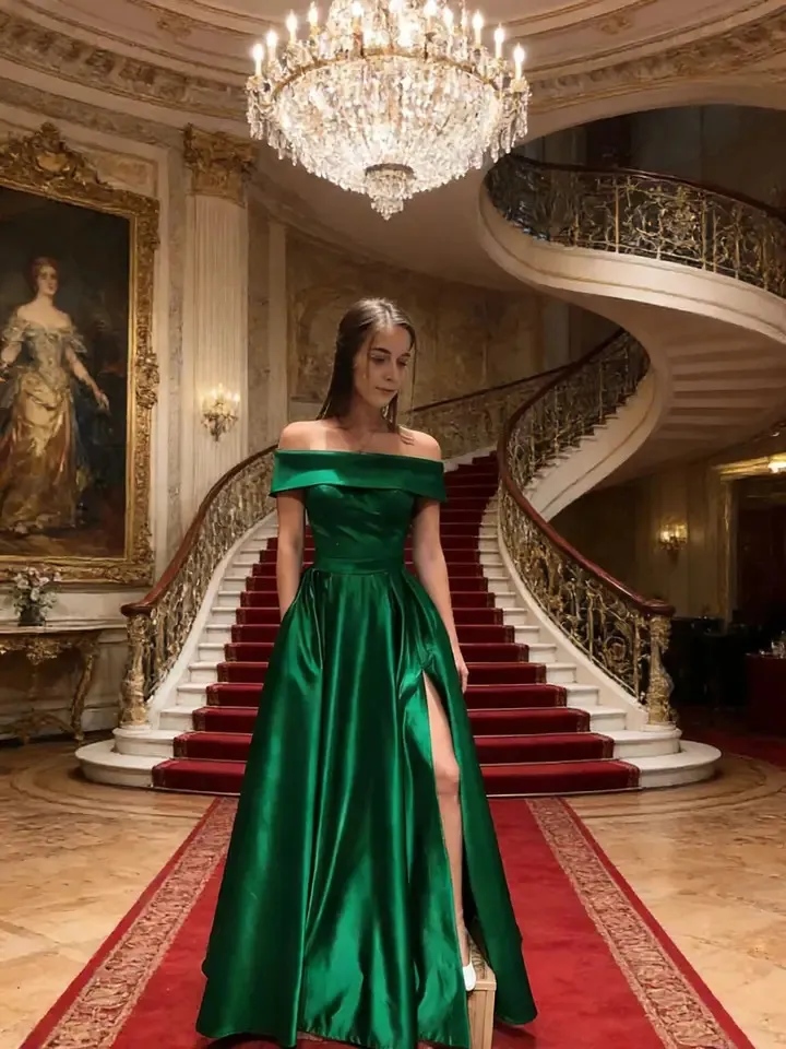 emerald green red carpet dresses Off Shoulder Prom Dress, Long Gown With... From Bigwang05, Rs.16,718.63 formal elegant emerald green dress