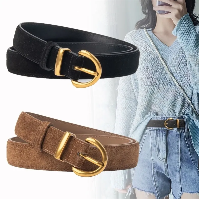 Casual Women Genuine Suede Leather Belt, Retro Alloy... From  display picture 1