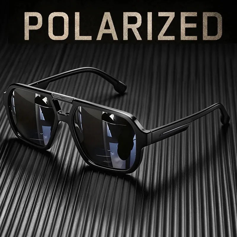 Polarized Square Sunglasses with Double Bridge Vintage Aesthetics Acetate Retro meets modern-these double bridge square glasses bring  main image 4