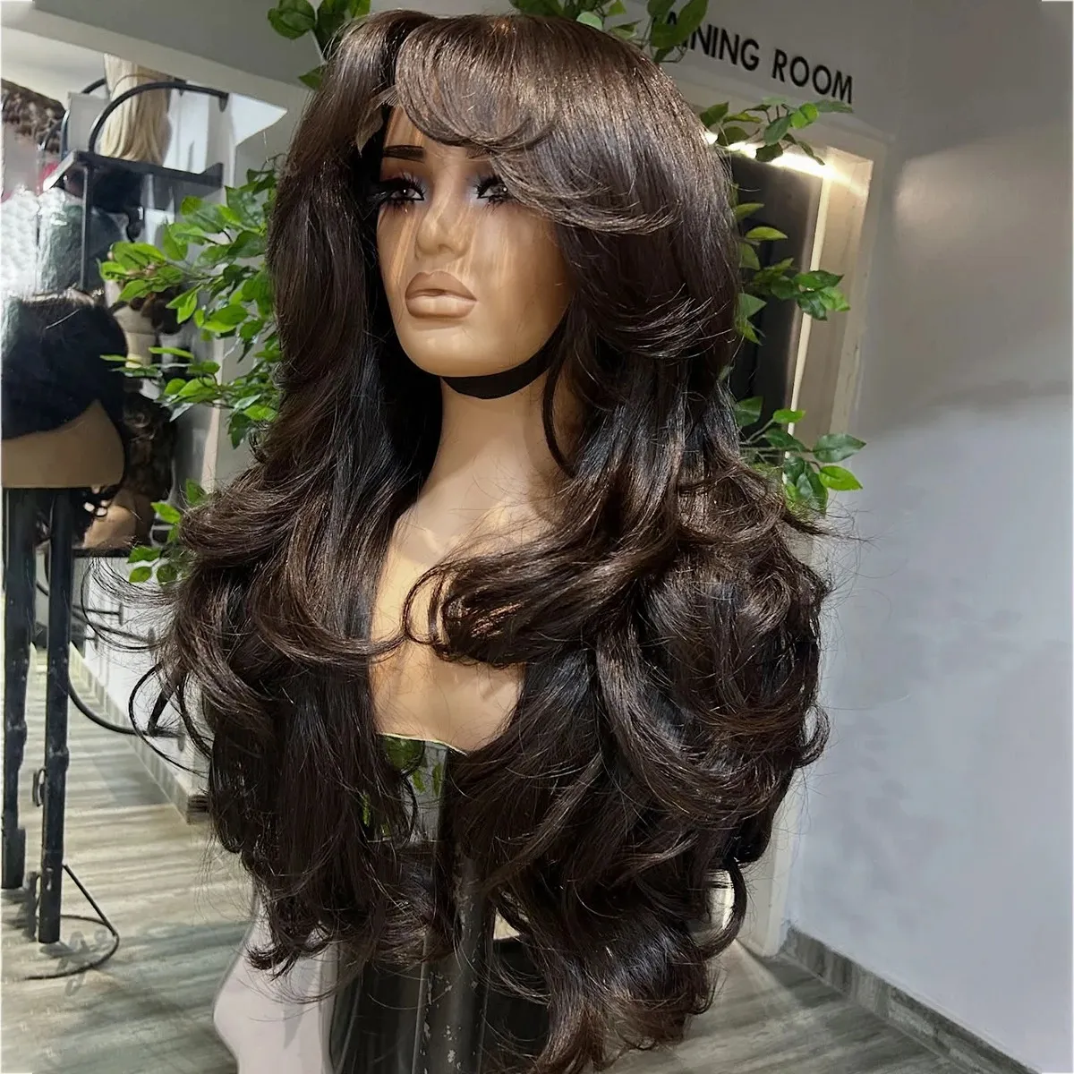 Body Wave Brazilian Virgin Human Hair Wig With Bangs 