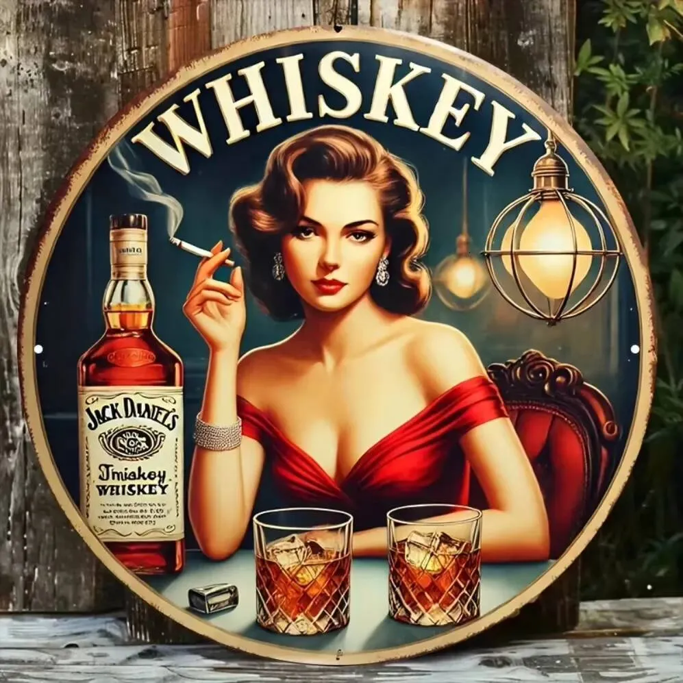 Vintage Whiskey Tinplate Painting, 2D Flat Metal... From Alvarado113, Rs.765.76