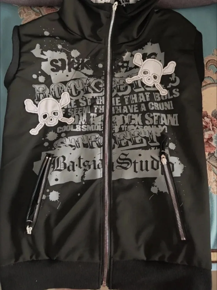 Japanese Punk Vintage Sleeveless Hooded Vest For From