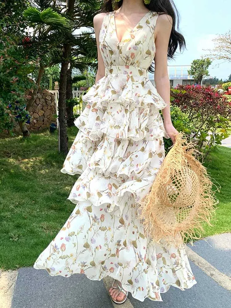 Elegant Flowers Print Boho Chiffon Long Dress For... From Byacident, Rs.828.82 In Bulk