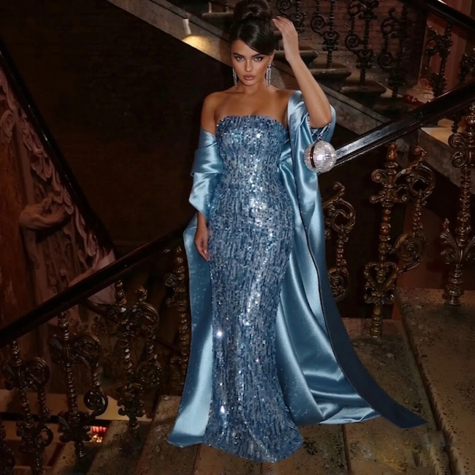 pretty homecoming dress Stacees Sparkly Mirror Sequins Corset Slit Appliques main image 0
