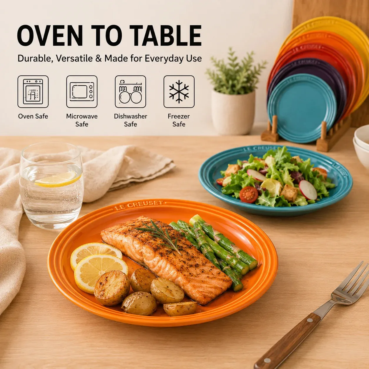【新品】LE CREUSET ティープレート レインボー 6枚セット Rainbow Ceramic Dinner And Salad Plate Set  From Xue009, Rs