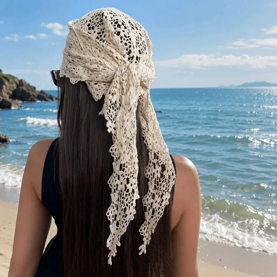 Versatile Floral Lace Lace Head Scarf Sheer Mesh, From Shanye08