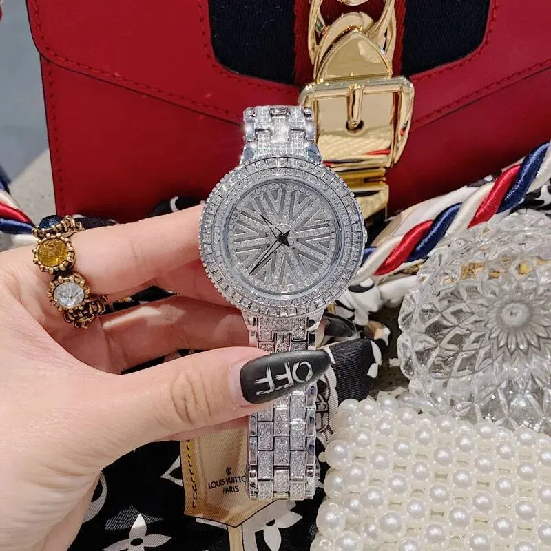 Crystal Rhinestone Diamond Fashion Watch Quartz Waterproof Bling Bracelet Strap Amazon.com: ARMRA Diamond Watch Iced Out Bling Rhinestone  main image 2