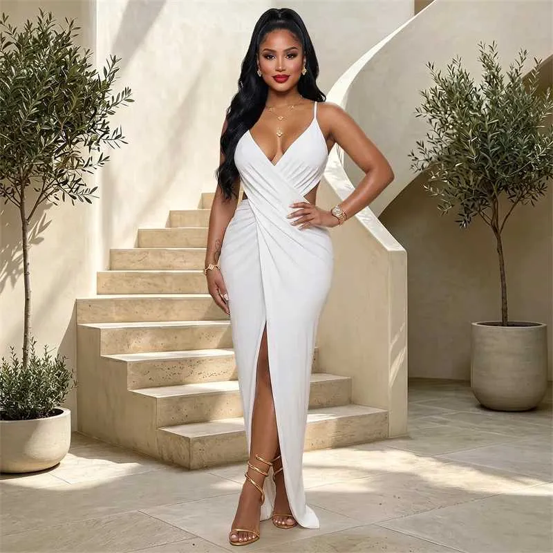 Spaghetti Strap V Neck Bodycon Maxi Dress For Women,... From Make08, Rs.1,577.46 In Bulk