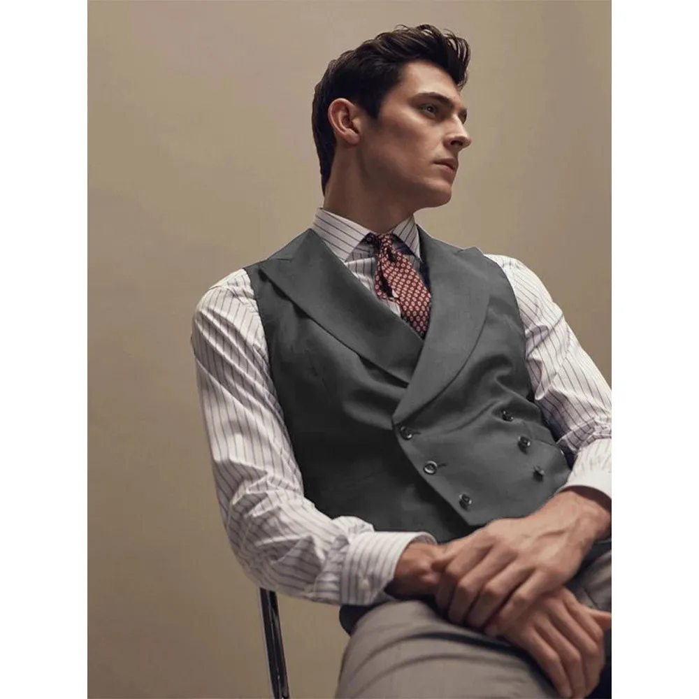 mens casual dress vests WICVIK Vest for Men Formal Sleeveless Slim Fit Jacket Casual Suit Vests Blazer Clearance Men Lattice Turndown Single-breasted Slim Fit Vest Suit