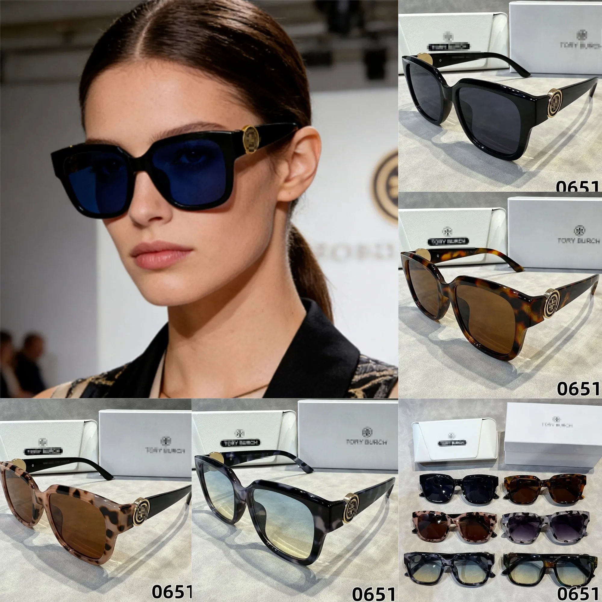 Luxury Womens Square Sunglasses with Large Acetate Alloy PC 