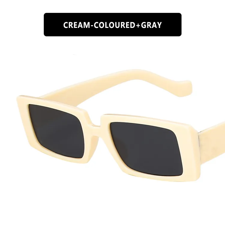Y2K Retro Small Rectangular Sunglasses Black Thick Frame UV Resistant Sunshade Suitable For Street Style Festivals And_voghion.com