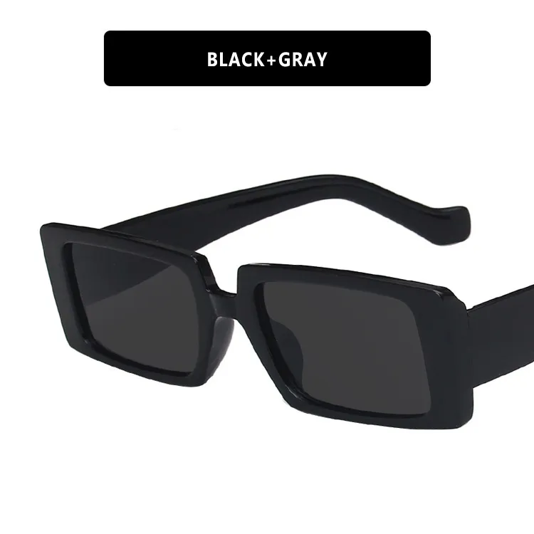 New Y2K Retro Small Rectangular Sunglasses Black Thick Frame UV Resistant Sunshade Suitable For Street Style Festivals_voghion.com