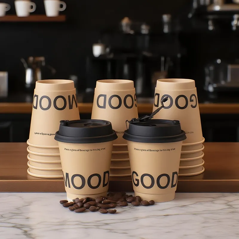 8/10/14 oz Double Kraft Paper Disposable Hot Drink Cups, Thickened  Insulated Coffee Cups for Hot Coffee/Tea/Milk Tea, Wholesale Bulk Paper  Cups with ...